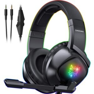 Onikuma K19 Wired Gaming Headphones For Gamers , Epic Sound, Striking Style, All-Day Comfort