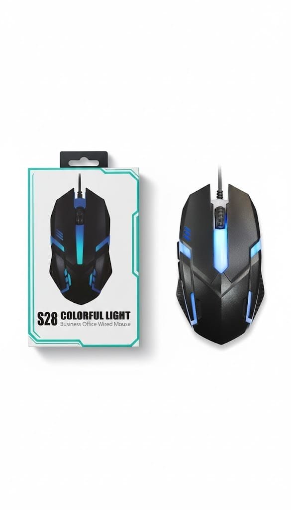 S28 RGB Gaming Wired Mouse, Precision Controlled With Dynamic Lightning