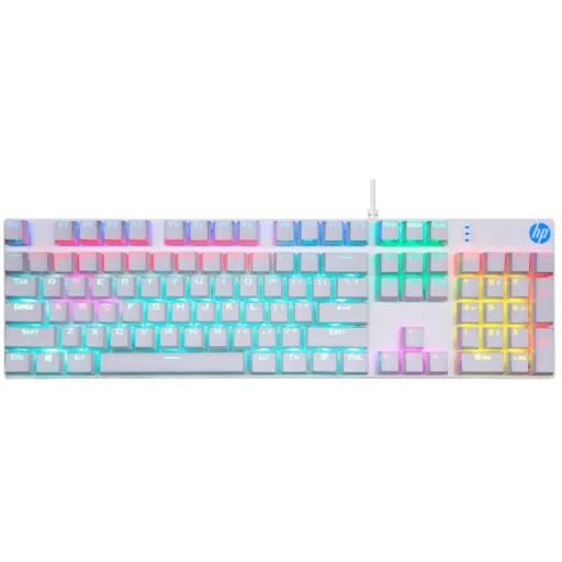 HP White Mechanical Keyboard GK400F , With Blue Switches