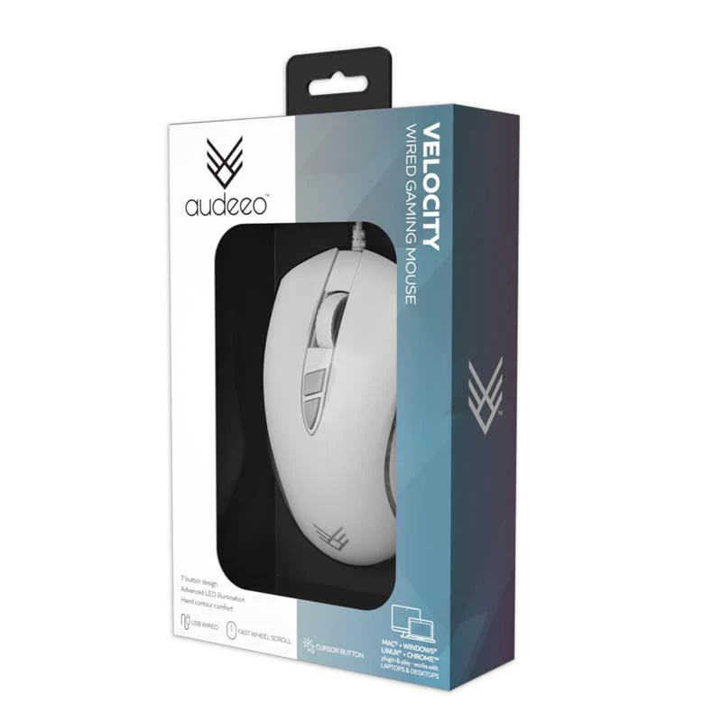AUDEEO VELOCiTY USB RGB GAMING MOUSE WHiTE 3600 DPI MiCE - Image 4