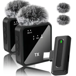 Portable F15 Dual Mic Wireless Lapel Microphone 3 in 1 Noise Canceling Lavalier Microphone For Vloging Tiktok Live Streaming